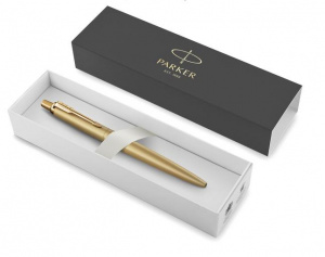 РУЧКА ПОДАРОЧНАЯ ШАРИКОВАЯ СИНЯЯ "PARKER JOTTER MONOCHROME" ЦВЕТ КОРПУСА ЗОЛОТО В КАРТОННОМ ФУТЛЯРЕ