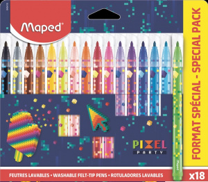 ФЛОМАСТЕРЫ 18ЦВ  "MAPED" "ПИКСЕЛЬНАЯ ВЕЧЕРИНКА" СМЫВАЕМЫЕ