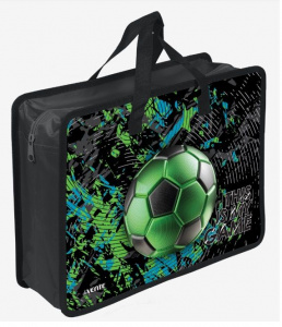 ПАПКА ПОРТФЕЛЬ А4 "FOOTBALL'' 33,5*26*10 СМ ПЛАСТИКОВАЯ НА МОЛНИИ С РУЧКАМИ
