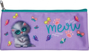 ПЕНАЛ МЯГКИЙ ПЛОСКИЙ "КОТ МЯУ" 21,5*9*1СМ 