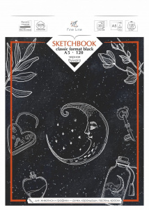 СКЕТЧБУК НА ГРЕБНЕ А5 20 Л 120Г/М2 "SKETCHBOOK BLACK" ОФСЕТНАЯ ЧЕРНАЯ БУМАГА