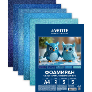 НАБОР ЦВЕТНОГО ФОАМИРАНА А4 5 ЦВЕТОВ 5 ЛИСТОВ "deVENTE. HOBBY CREATIVE" 2,0ММ С БЛЁСТКАМИ