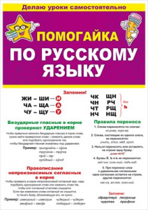 ПЛАКАТ- БУКЛЕТ ОБУЧАЮЩИЙ "ПОМОГАЙКА ПО РУССКОМУ ЯЗЫКУ"