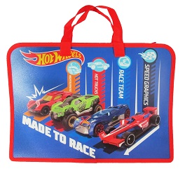 ПАПКА ПОРТФЕЛЬ НА МОЛНИИ ПЛАСТИК А4 34*24,5*7,5СМ "HOT WHEELS"