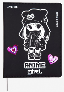 ДНЕВНИК УНИВЕРСАЛЬНЫЙ "ANIME GIRL" С ОБЛОЖКОЙ ИЗ ИСКУССТВЕННОЙ КОЖИ 