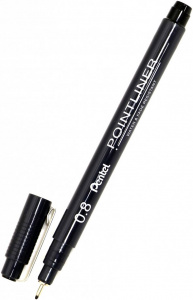 РУЧКА КАПИЛЛЯРНАЯ PENTEL ЛИНЕР POINTLINER 0.8ММ ЧЕРНАЯ