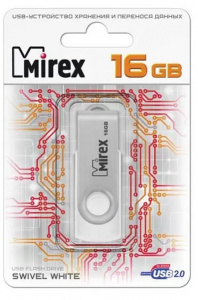 КАРТА ПАМЯТИ MIREX 16Gb "SWIVEL WHITE" БЕЛАЯ