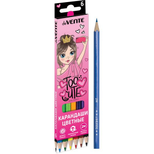 КАРАНДАШИ ЦВЕТНЫЕ "TOO CUTE GIRL" 6 ЦВ
