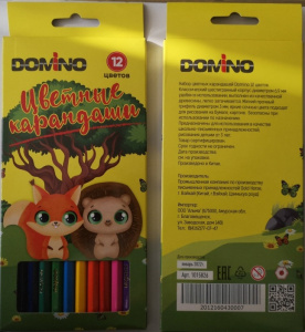 КАРАНДАШИ ЦВЕТНЫЕ "DOMINO" 12 ЦВ NEW