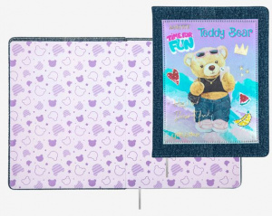 ДНЕВНИК УНИВЕРСАЛЬНЫЙ "TEDDY BEAR' С ОБЛОЖКОЙ ИЗ ДЖИНСОВОЙ ТКАНИ'