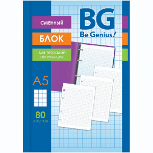БЛОК ДЛЯ ТЕТРАДИ А5 80Л "BG" БЕЛЫЙ КЛЕТКА