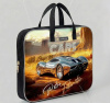 ПАПКА ПОРТФЕЛЬ НА МОЛНИИ С РУЧКАМИ А4 "RETRO CARS" ТЕКСТИЛЬ 36*29*7СМ
