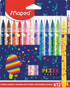 ФЛОМАСТЕРЫ 12ЦВ  "MAPED" "ПИКСЕЛЬНАЯ ВЕЧЕРИНКА" СМЫВАЕМЫЕ