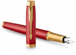 РУЧКА ПОДАРОЧНАЯ ПЕРЬЕВАЯ СИНЯЯ PARKER "IM PREMIUM" F318 RED GT F ЦВЕТ КОРПУСА КРАСНЫЙ В КАРТОННОМ ФУТЛЯРЕ