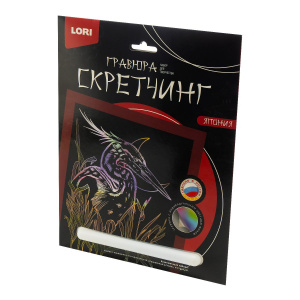 НАБОР Д ТВОРЧЕСТВА "LORI" СКРЕТЧИНГ ЯПОНСКАЯ ЦАПЛЯ 18*24СМ