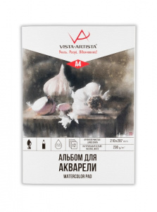 АЛЬБОМ ДЛЯ АКВАРЕЛИ НА СКЛЕЙКЕ А4 12Л "VISTA-ARTISTA"