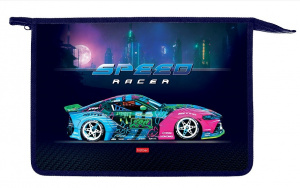 ПАПКА ДЛЯ ТЕТРАДЕЙ НА МОЛНИИ А4 "CITY RACING" ПЛАСТИК 34*24,5*4СМ