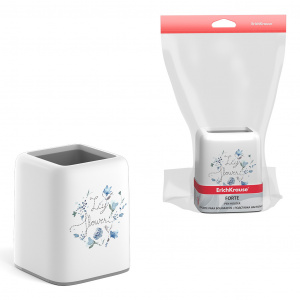 ПОДСТАВКА НАСТОЛЬНАЯ " FORTE FROZEN BEAUTY" СТАКАН БЕЛЫЙ С СЕРОЙ ВСТАВКОЙ