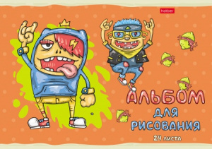 АЛЬБОМ ДЛЯ РИСОВАНИЯ НА СКОБЕ 24 ЛИСТА "FREAKY FRIENDS" 