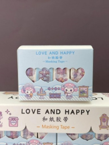 ЛЕНТА КЛЕЙКАЯ ДЕКОРАТИВНАЯ "LOVE AND HAPPY" BLUE 15ММх2М 4Ш/У