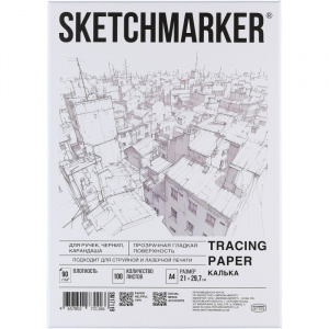 БУМАГА КАЛЬКА А4 90Г 100Л SKETCHMARKER