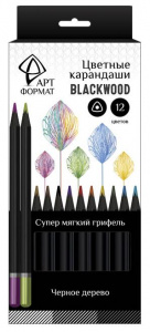 КАРАНДАШИ ЦВЕТНЫЕ "ЧЕРНОЕ ДЕРЕВО" 12 ЦВ