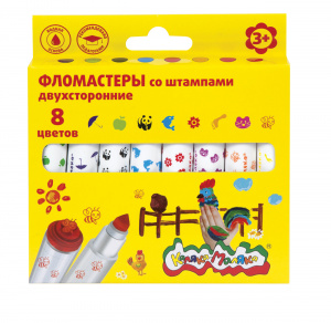 ФЛОМАСТЕРЫ "КАЛЯКА-МАЛЯКА" 8ЦВ СО ШТАМПАМИ