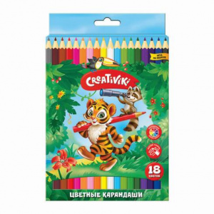 КАРАНДАШИ ЦВЕТНЫЕ "CREATIVIKI" 18ЦВ 