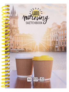 СКЕТЧБУК НА ГРЕБНЕ А6 40Л 100Г/М2 "GOOD MORNING CITY" ОФСЕТНАЯ БУМАГА