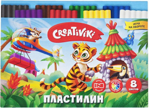 ПЛАСТИЛИН 8ЦВ 120Г "CREATIVIKI"