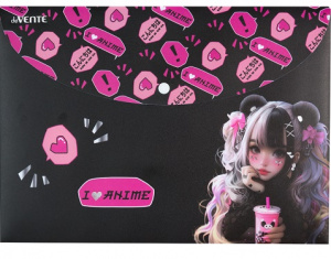 ПАПКА НА КНОПКЕ А4 300МКМ "I LOVE ANIME"