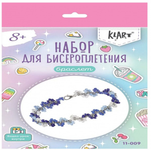 НАБОР Д ТВОРЧЕСТВА KLART БИСЕРОПЛЕТЕНИЕ БРАСЛЕТ СИНИЕ ЦВЕТЫ
