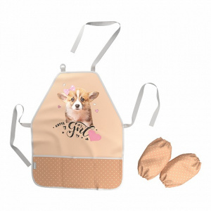НАКИДКА С НАРУКАВНИКАМИ ДЛЯ УРОКОВ ТРУДА "CORGI PUPPY" 45*54СМ 