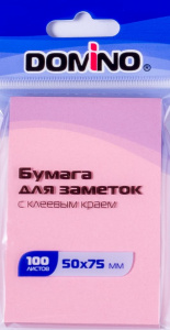 БЛОК 50*75ММ 100Л "DOMINO" РОЗОВЫЙ