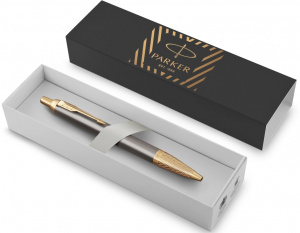 РУЧКА ПОДАРОЧНАЯ ШАРИКОВАЯ СИНЯЯ "PARKER IM PREMIUM PIONEERS K329" ЦВЕТ КОРПУСА СЕРЫЙ В КАРТОННОМ ФУТЛЯРЕ