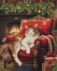 АЛМАЗНАЯ МОЗАИКА "КОТ У КАМИНА" 50*40СМ