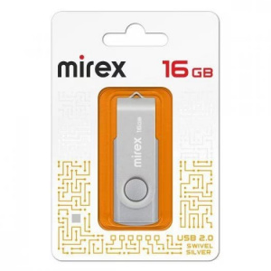 КАРТА ПАМЯТИ MIREX 16Gb "SWIVEL SILVER" СЕРАЯ