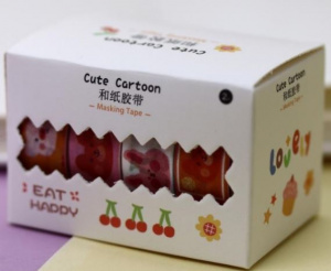 НАБОР ДЛЯ ТВОРЧЕСТВА ЛЕНТА КЛЕЙКАЯ ДЕКОРАТИВНАЯ "CUTE CARTOON EAT" WHITE 15ММх2М 