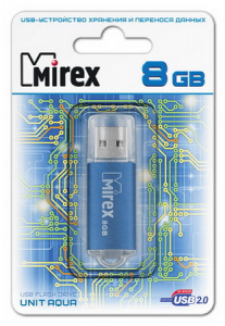 КАРТА ПАМЯТИ MIREX 8Gb "UNIT AQUA" СИНЯЯ