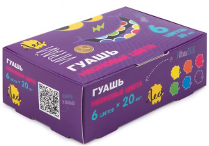 КРАСКИ ГУАШЬ "ЛЕО. ИГРАЙ" 6 ЦВЕТОВ 20МЛ КЛАССИЧЕСКАЯ НЕОНОВЫЕ ЦВЕТА