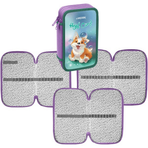 ПЕНАЛ КАРКАСНЫЙ ЧЕТЫРЕХСТВОРЧАТЫЙ "HEY CORGI" 20,5*12*6СМ