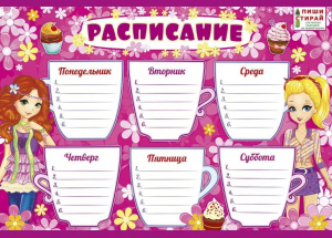 "РАСПИСАНИЕ" А4 ПИШИ-СТИРАЙ