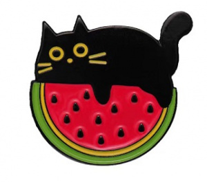 ЗНАЧОК МЕТАЛЛИЧЕСКИЙ "WATERMELON AND CAT"