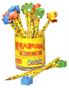 КАРАНДАШ HB КАЛЯКА-МАЛЯКА С ЛАСТИКОМ