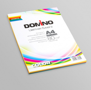 БУМАГА ОФИСНАЯ ЦВЕТНАЯ А4 DOMINO COLOR 100 ЛИСТОВ 80Г/М² ИНТЕНСИВ АССОРТИ