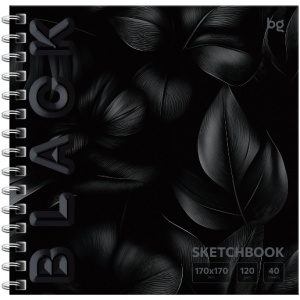 СКЕТЧБУК НА ГРЕБНЕ А5 40 Л "BLACK LEAVES" ОФСЕТНАЯ БУМАГА 120Г/М2