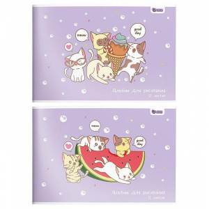 АЛЬБОМ ДЛЯ РИСОВАНИЯ 12 ЛИСТОВ "KAWAII CATS" 
