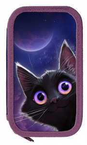 ПЕНАЛ КАРКАСНЫЙ ТРЕХСТВОРЧАТЫЙ "ИГРИВЫЙ КОСМОКОТИК" 19*10,5*3,5СМ  