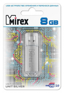 КАРТА ПАМЯТИ MIREX 8Gb "UNIT SILVER" СЕРАЯ