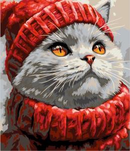 КАРТИНА ПО НОМЕРАМ 30*40СМ "ЗИМНИЙ КОТИК"